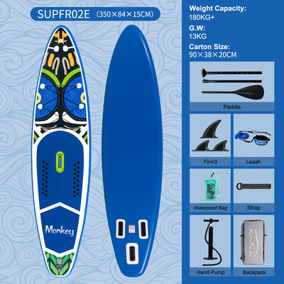 Placa inflável da pá de surf 11'6" - Macaco Azul