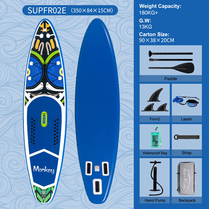 Placa inflável da pá de surf 11'6" - Macaco Azul